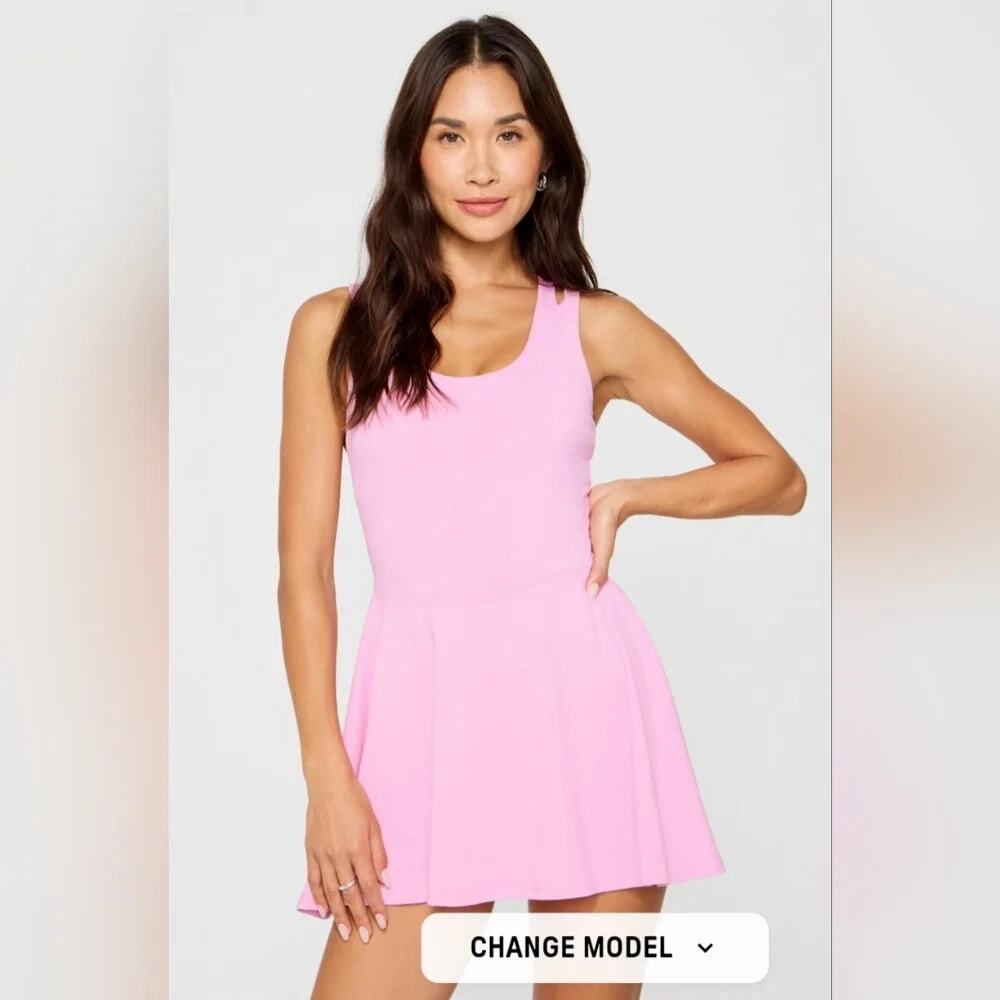 Fabletics Boost Performance Pink Mini Athleisure Activewear Everyday Dress Large